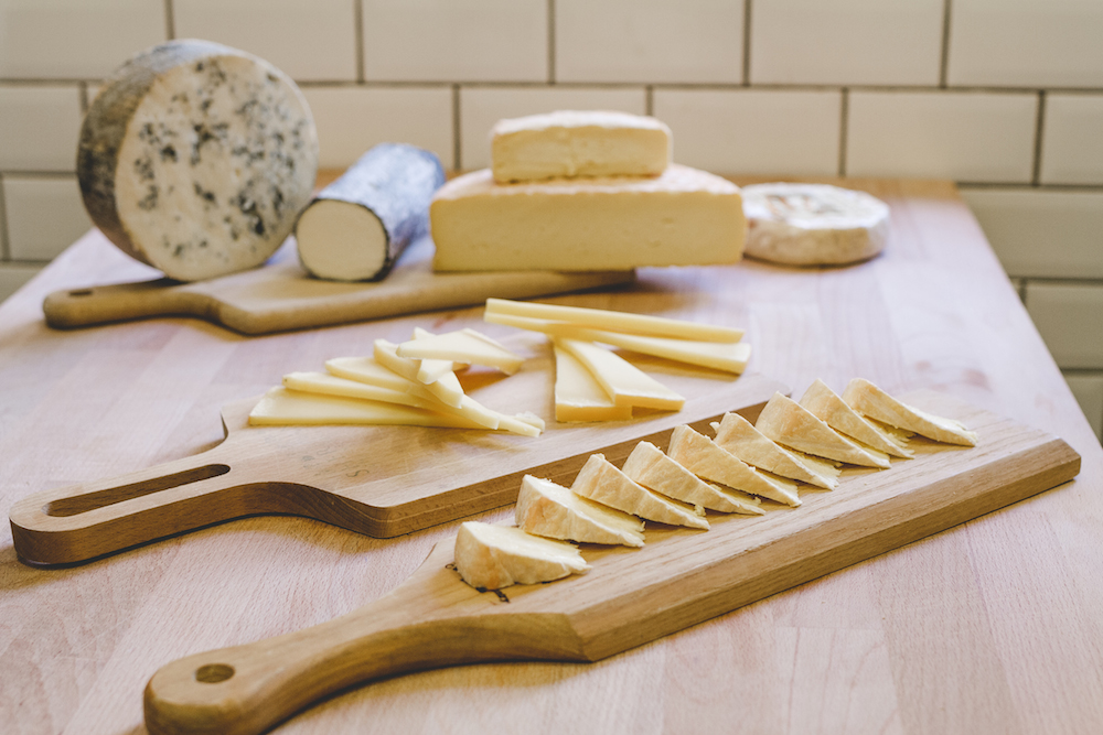 A selection of Irish cheeses prepared for tasting